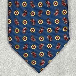 Luciano Firenze Silk Tie Blue Red Yellow Floral Paisley Necktie Menswear 4X62